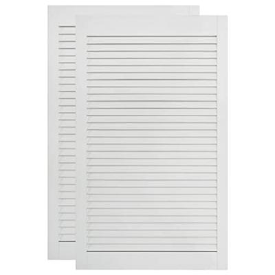 Kastdeuren met lamellen 2 st 99,3x49,4 cm grenenhout wit
