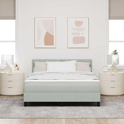 Boxspringbed met matras en LED fluweel lichtgrijs 160x200 cm