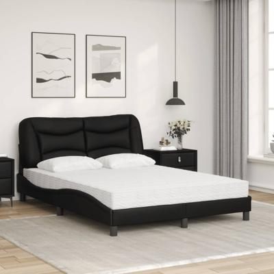 Bed met matras kunstleer zwart 140x190 cm