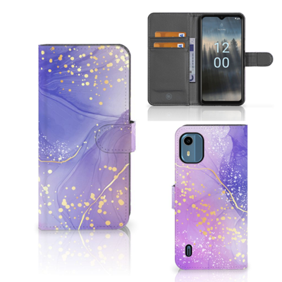 Hoesje voor Nokia C12 Watercolor Paars Hoesje voor Nokia C12 Watercolor Paars