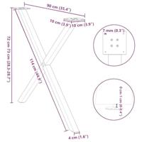 Eettafelpoten 2 st X-vormig 90x(72-73) cm staal antraciet - thumbnail