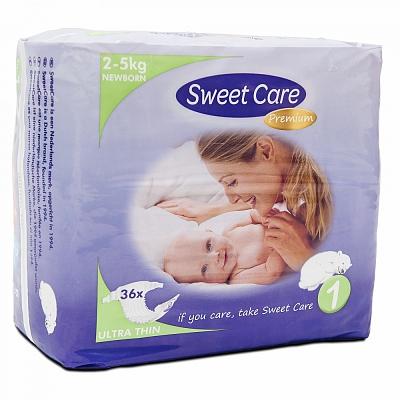 Sweetcare Sweetcare Premium Newborn Maat 1 2-5kg (36st) Sweetcare Sweetcare Premium Newborn Maat 1 2-5kg (36st)