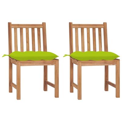 Tuinstoelen 2 st met kussens massief teakhout