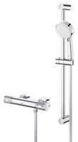 GROHE Grohtherm-1000 Performance renovatieset thermostatisch met koppelingen met glijstang 60cm en hoofddouche 2 standen chroom 34783000 - thumbnail