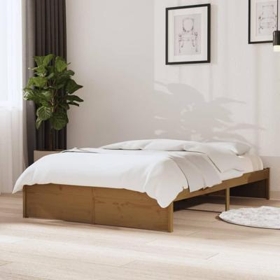 Bedframe massief hout honingbruin 120x190 cm