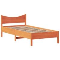 Bedframe zonder matras massief grenenhout wasbruin 75x190 cm - thumbnail