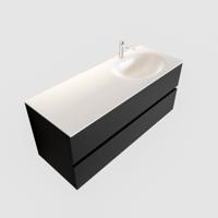 Badkamermeubel Solid Surface BWS Stockholm 120x45 cm Mat Zwart Urban Rechts (1 kraangat) - thumbnail