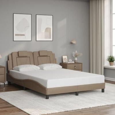 Bedframe met LED-verlichting kunstleer cappuccino 140x200 cm