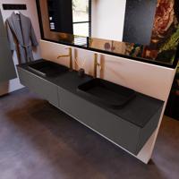 Badkamermeubelset Mondiaz Erin 200 cm met 2 Lades met RIDGE Wastafel Dubbel Urban met 2 kraangaten Greeploos Mat Dark Grey - thumbnail