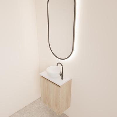 Fonteinmeubel BWS Meadow 40x50 cm Kastanje Eiken Incl. Topplaat Mat Wit