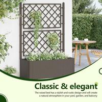 VidaXL Plantenbak hoog met latwerk en zelfbewateringssysteem mokka - thumbnail