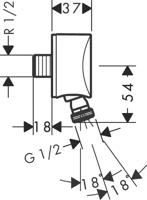 Hansgrohe FixFit S slangaansluitknie met kogelscharnier Chroom - thumbnail