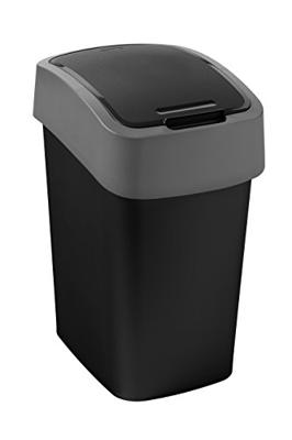 Curver flip bin 25 liter zwart/lichtgrijs