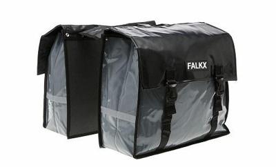 Falkx dubbele fietstas bisonyl 40 liter grijs/zwart