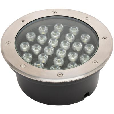 LED Grondspot Inbouw Rond 24W IP67 Natuurlijk Wit 4000K Mat Chroom RVS