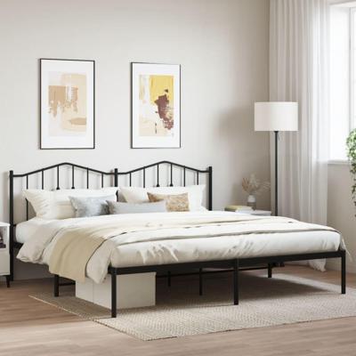 Bedframe met hoofdbord metaal zwart 193x203 cm