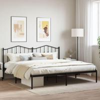 Bedframe met hoofdbord metaal zwart 193x203 cm - thumbnail