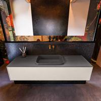 Badkamermeubelset Mondiaz Erin 150 cm met 1 Lade met RIDGE Wastafel Midden Dark grey Zonder Kraangaten Greeploos Mat Linen - thumbnail