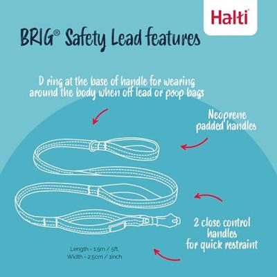 Halti BRIG Veiligheidslijn voor Honden - Kleurgecodeerde Hondenriem met Ultrasterke Clip, Reflecterende en Gewatteerde Handvatten en D-ring, Ontworpen voor Grote Honden (1,5 m Lang, Neon Geel)