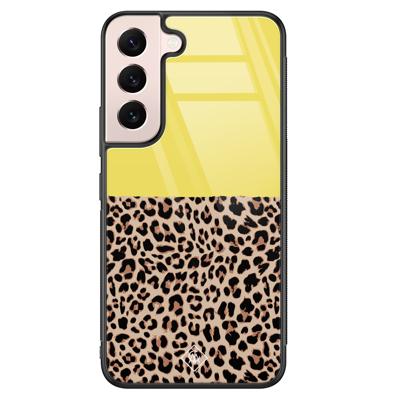 Samsung Galaxy S22 glazen hardcase - Luipaard geel Samsung Galaxy S22 glazen hardcase - Luipaard geel