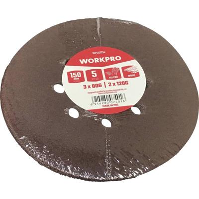 WorkPro WP407214 Schuurpapier voor schuurschijf (Ø) 150 mm 5 stuk(s)