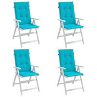 Stoelkussens 4 st hoge rug stof turquoise - thumbnail