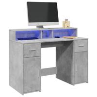 Bureau met LED-verlichting 120x55x91 cm bewerkt hout betongrijs - thumbnail