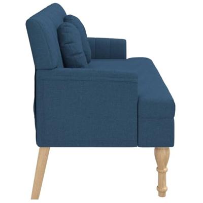 Bankje met kussens 113x64,5x75,5 cm stof blauw Bankje met kussens 113x64,5x75,5 cm stof blauw
