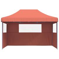 Partytent inklapbaar pop-up met 3 zijwanden terracottakleurig - thumbnail