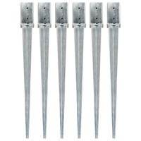 VidaXL Grondpinnen 6 st 8x8x91 cm gegalvaniseerd staal zilverkleurig - thumbnail