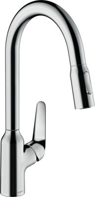 Hansgrohe Focus M42 ééngreeps keukenmengkraan 220 met uittrekbare vuistdouche, 2 straalsoorten, chroom