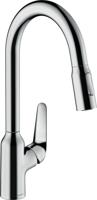 Hansgrohe Focus M42 ééngreeps keukenmengkraan 220 met uittrekbare vuistdouche, 2 straalsoorten, chroom - thumbnail