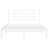 Bedframe met hoofdbord metaal wit 140x190 cm - thumbnail