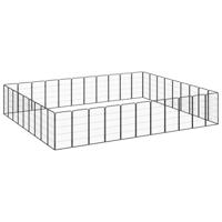 Hondenkennel 40 panelen 50 x 100 cm gepoedercoat staal zwart - thumbnail