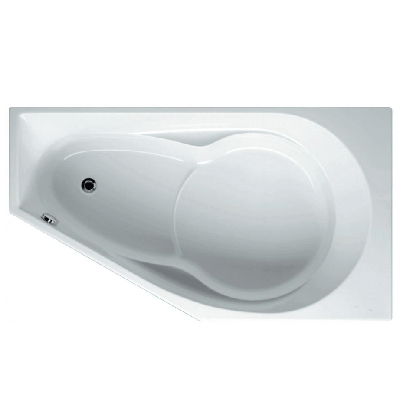 Riho Yukon inbouw hoekbad met ligzijde en hoek rechts 160x90cm glans wit acryl