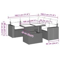 6-delige Loungeset met kussens poly rattan beige - thumbnail