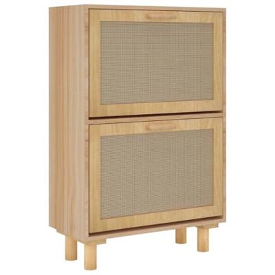 Schoenenkast 52x25x80 cm bewerkt hout & natuurlijk rattan bruin