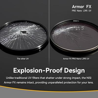 NiSi Armor FX UV-filter, 46 mm, explosiebestendig UV-beschermingsfilter, lensfilter met dubbelzijdige meerlaagse nano-coating en bescherming van de lens