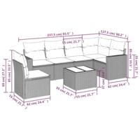 7-delige Loungeset met kussens poly rattan grijs - thumbnail