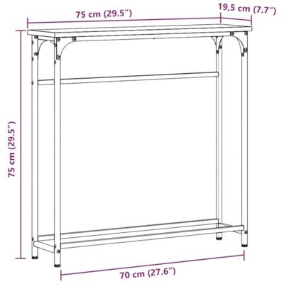Wandtafel met plank Zwart Eiken 75 x 19,5 x 75 cm Bewerkt hout