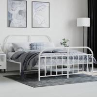 Bedframe met hoofd- en voeteneinde metaal wit 140x190 cm - thumbnail