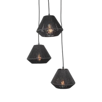 LABEL51 Hanglamp 'Ibiza Diamond' Jute, 3-lamps, kleur Zwart LABEL51 Hanglamp 'Ibiza Diamond' Jute, 3-lamps, kleur Zwart