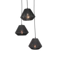 LABEL51 Hanglamp 'Ibiza Diamond' Jute, 3-lamps, kleur Zwart - thumbnail