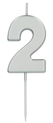 Cijferkaars &apos;2&apos; Zilverkleurig 5cm