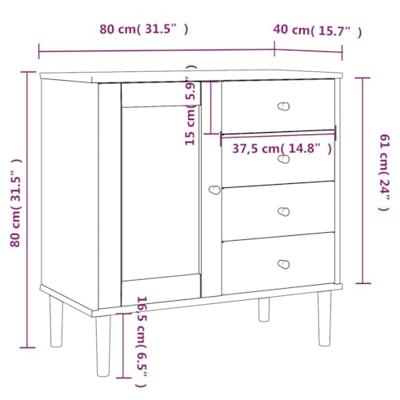 Dressoir SENJA 80x40x80 cm rattan look massief grenenhout bruin