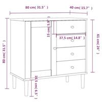 Dressoir SENJA 80x40x80 cm rattan look massief grenenhout bruin - thumbnail