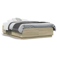 Bedframe bewerkt hout sonoma eikenkleurig 135x190 cm - thumbnail