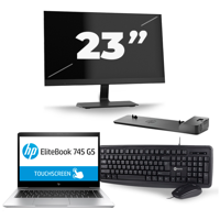 HP EliteBook 745 G5 - AMD Ryzen 5 2500U - 14 inch - 8GB RAM - 256GB SSD - Windows 10 + 1x 23 inch Monitor - thumbnail
