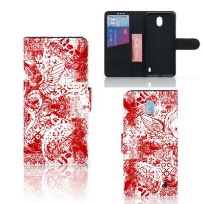 Telefoonhoesje met Naam Nokia 1 Plus Angel Skull Rood Telefoonhoesje met Naam Nokia 1 Plus Angel Skull Rood