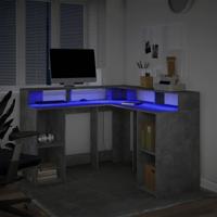 Bureau met LED-verlichting 130x130x91 cm hout betongrijs - thumbnail